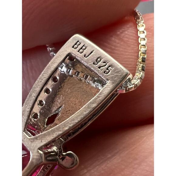 Bella Luce Pink and white CZ Rhodium Over Silver Pendant - Picture 9 of 11